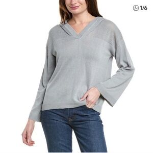 Max Studio Pullover Hoodie Women 90s Style Classic Light Soft Comfy Gray‎ NWT M